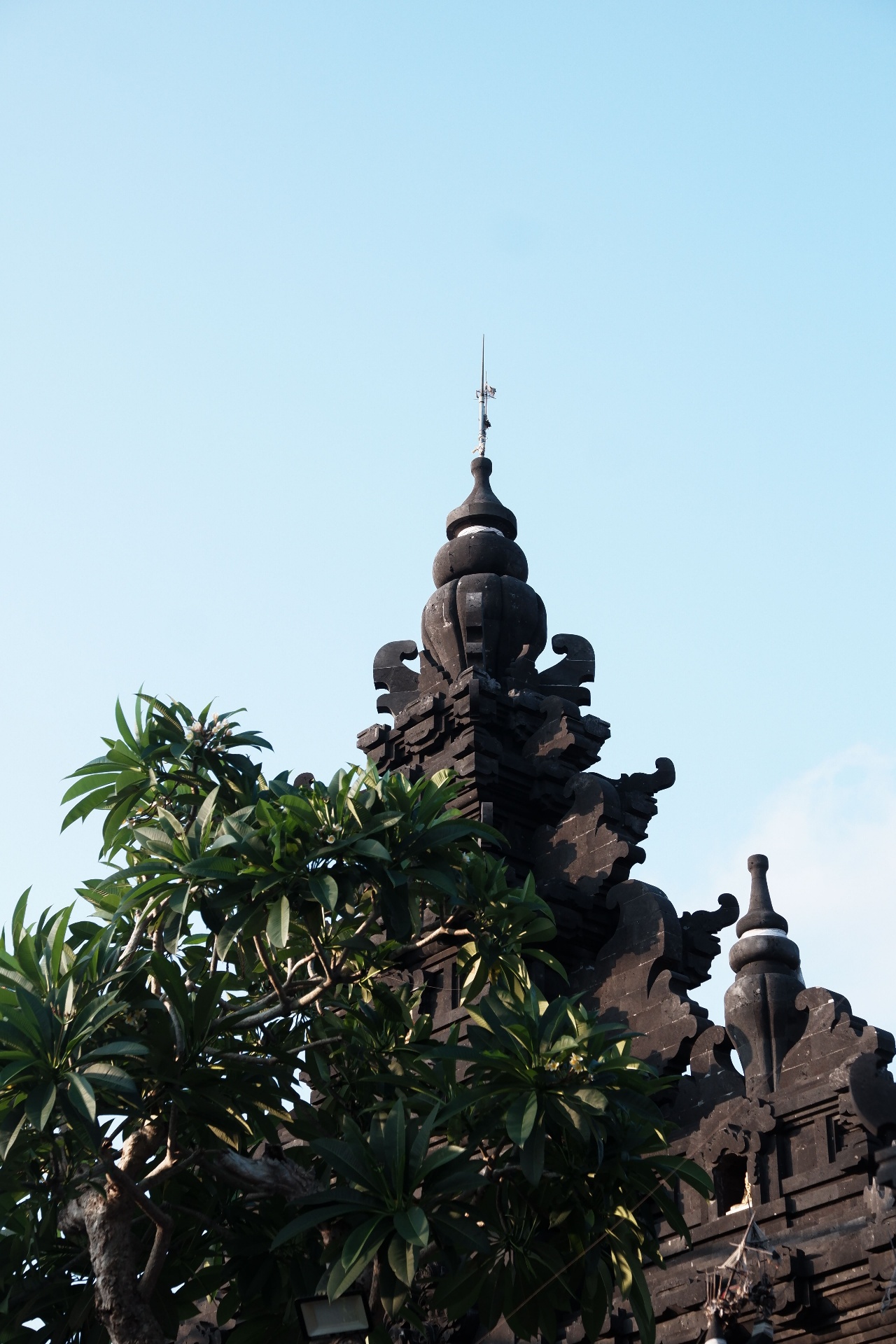 Balinese temple spire against the sky