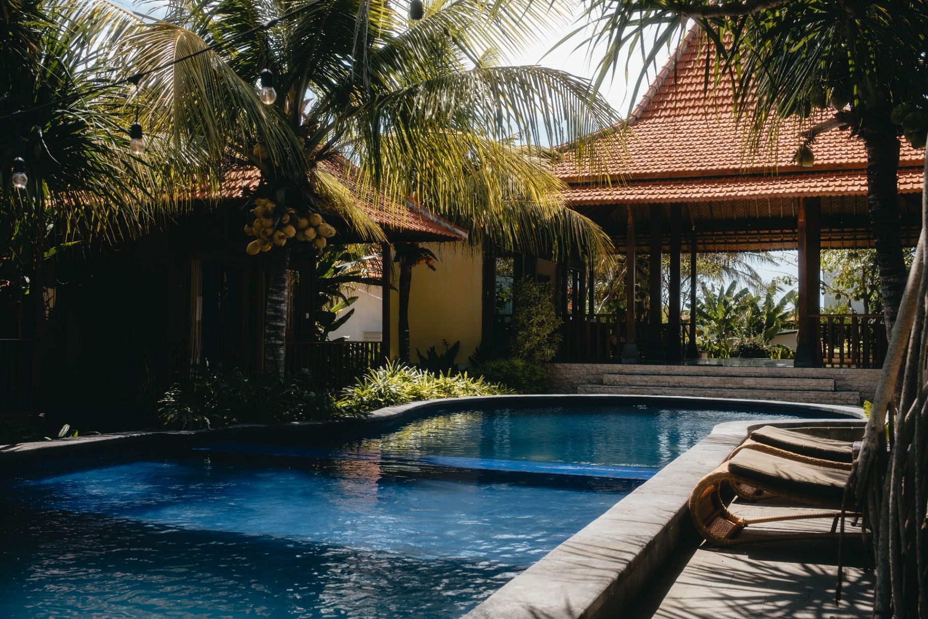 Tropical pavilion and pool, Bali